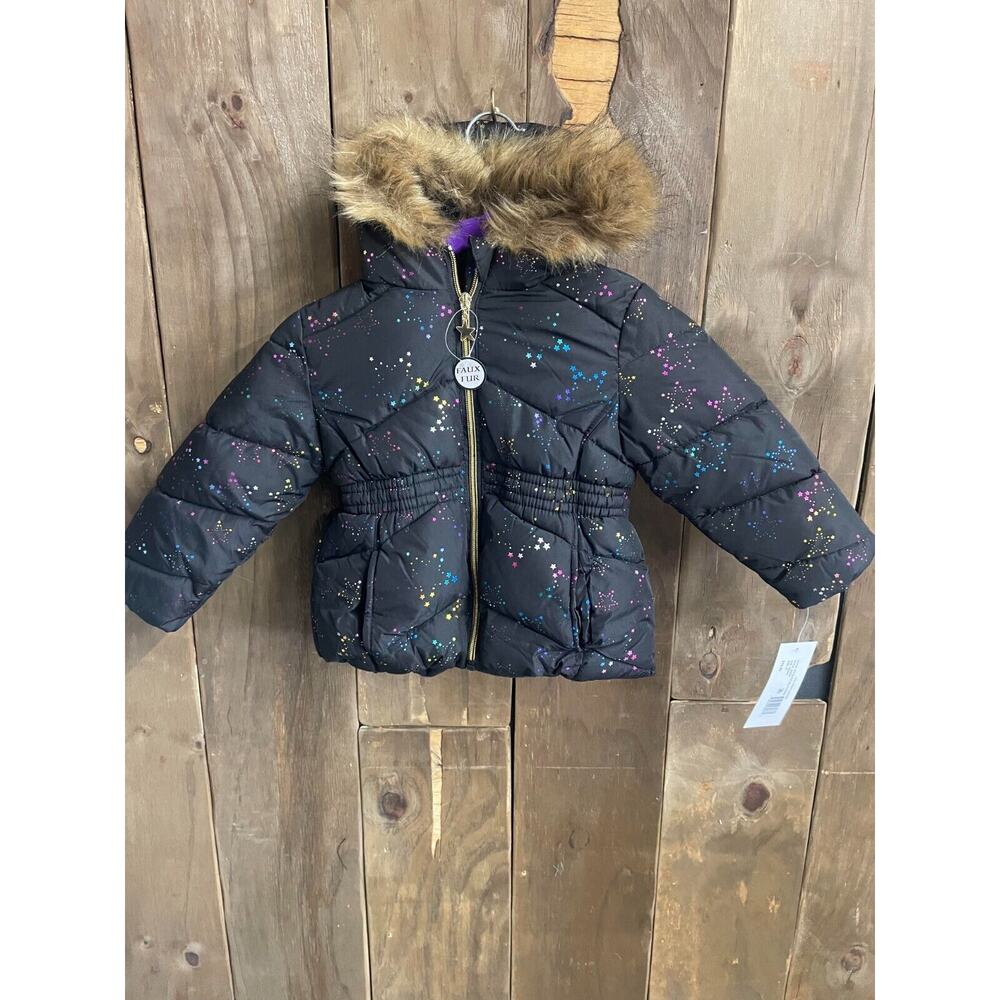 R 1881 Toddler Foil Quilted Puffer Coat With Faux-Fur Size 2T